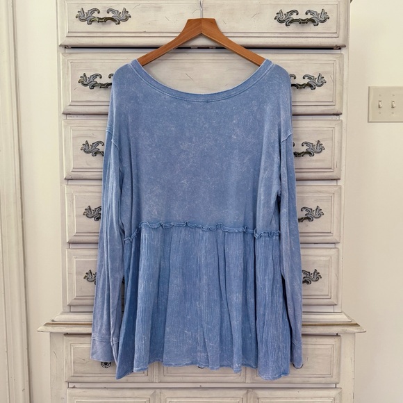 Altar’d State Blue Mineral Wash Top - Picture 2 of 3